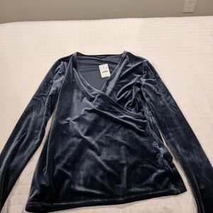 New with tags blue velvet wrap top